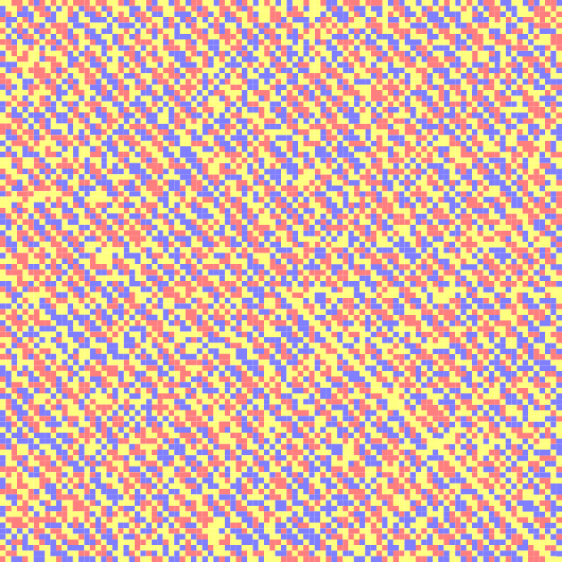 Spirale représentant les valeurs de la fonction de Möbius pour les 10 000 premiers nombres entiers